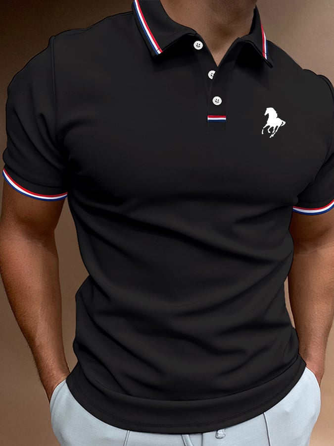 Camisa polo Horse estampado casual para hombre