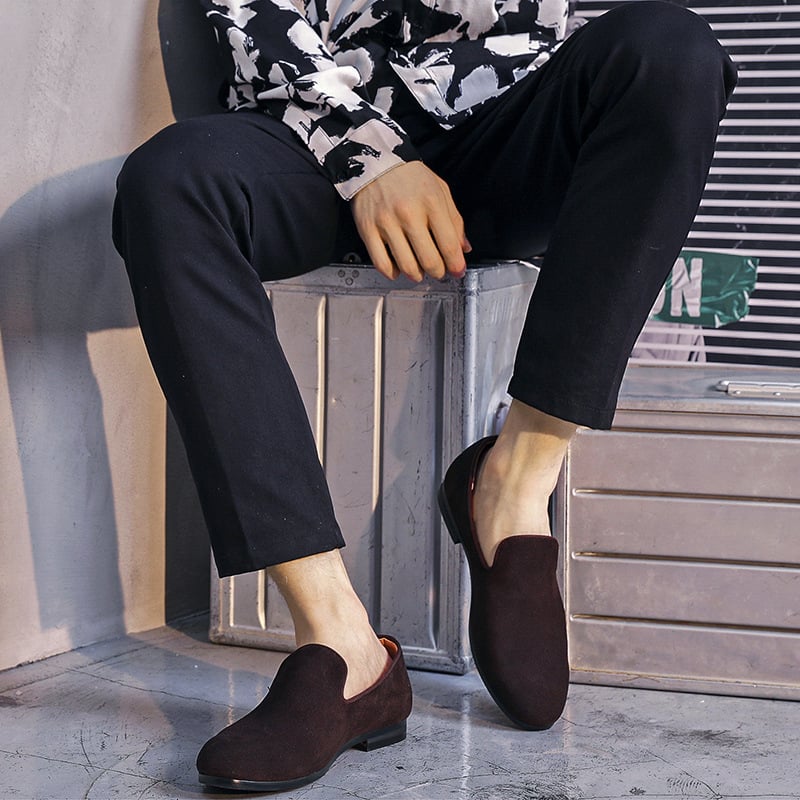Mocasines gamuza Low-heeled de color sólido Comfortable casual retro Men zapatos