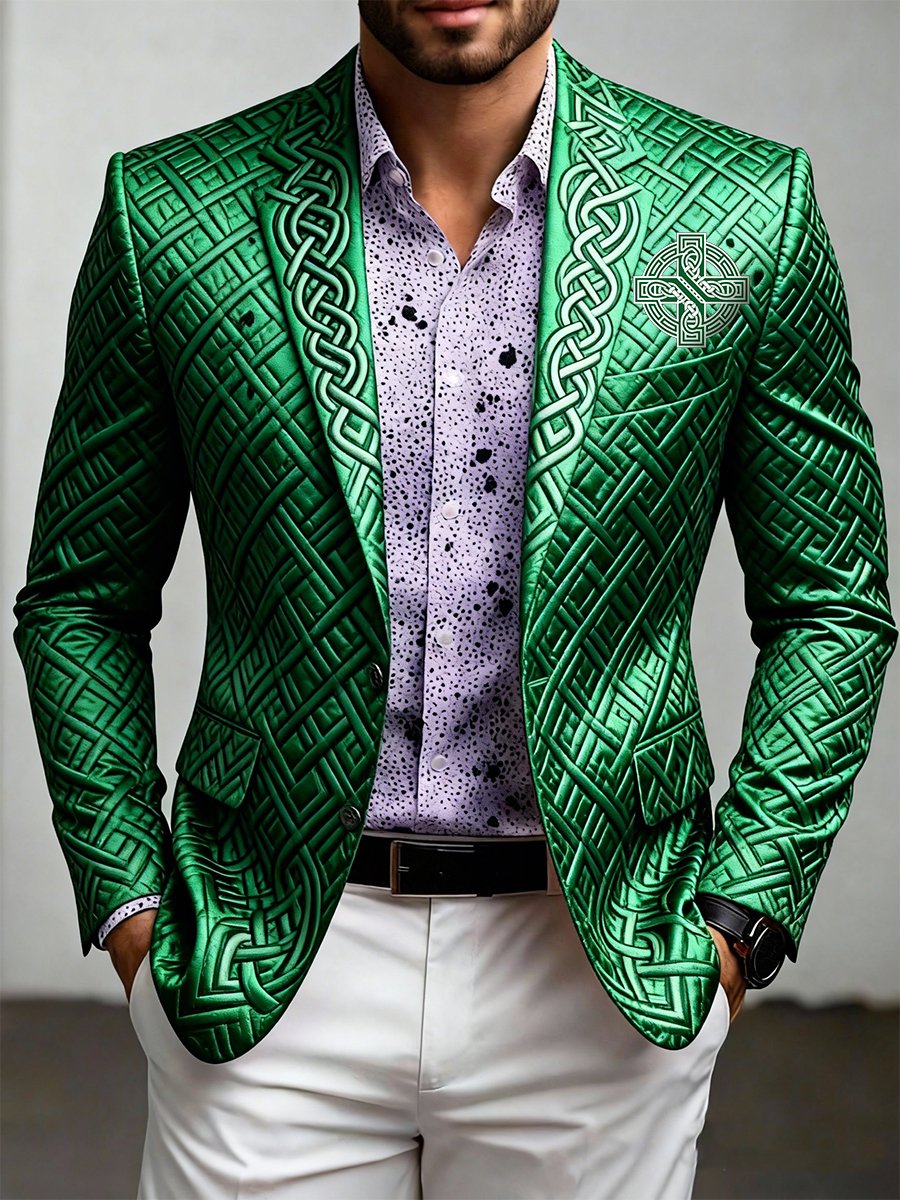 Chaqueta de lujo St. Patrick's Day estampado Suit para hombre