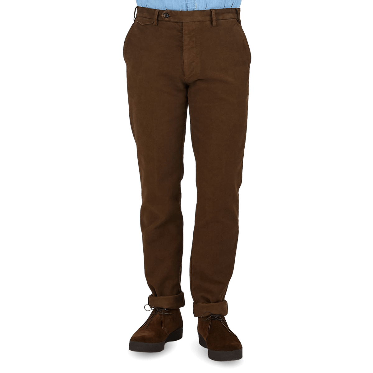 Chestnut Brown Washed Moleskin de algodón Trousers