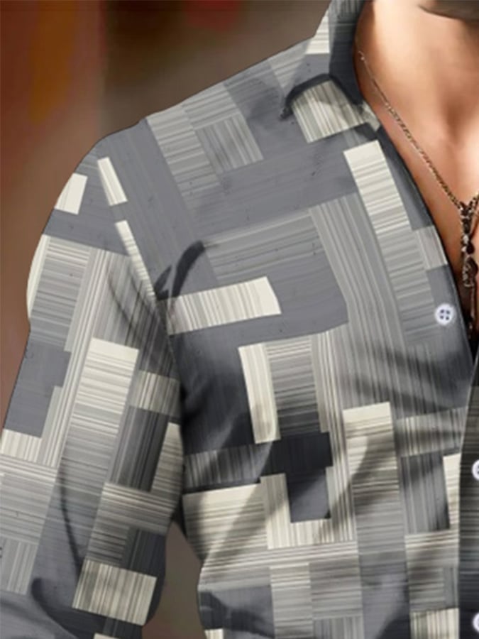 Camisa geométrico estampado ejecutivo para hombre