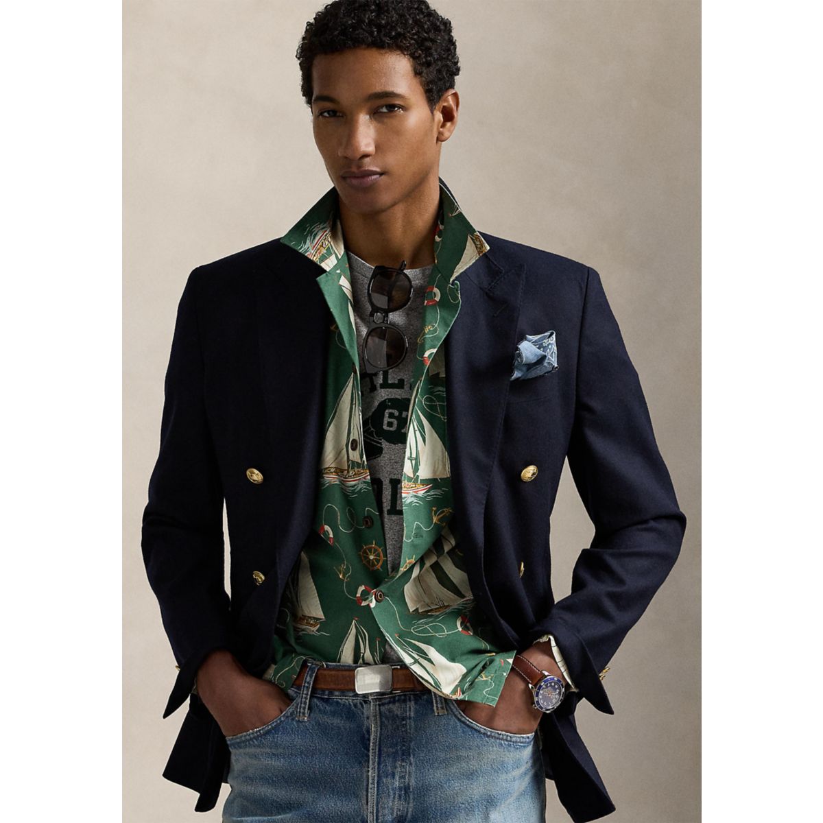 Classic Fit Sailboat Oxford Camp Shirt - 5