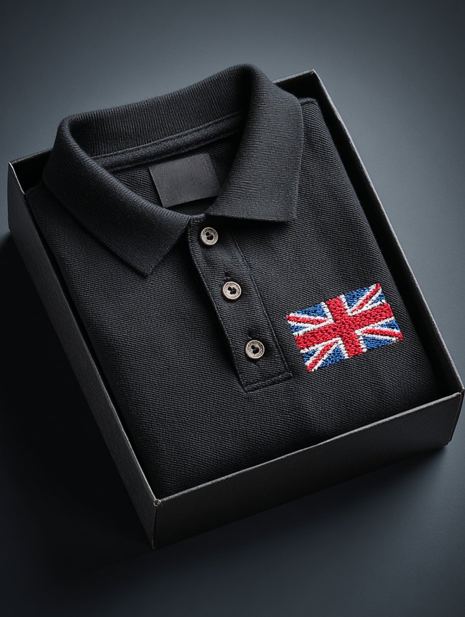 Camisa polo tejidoted British bordado estampado para hombre