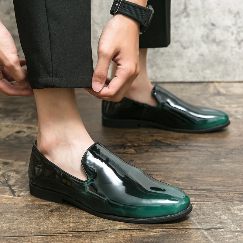 Zapatos de moda degradado Color casual Shiny cuero para hombre