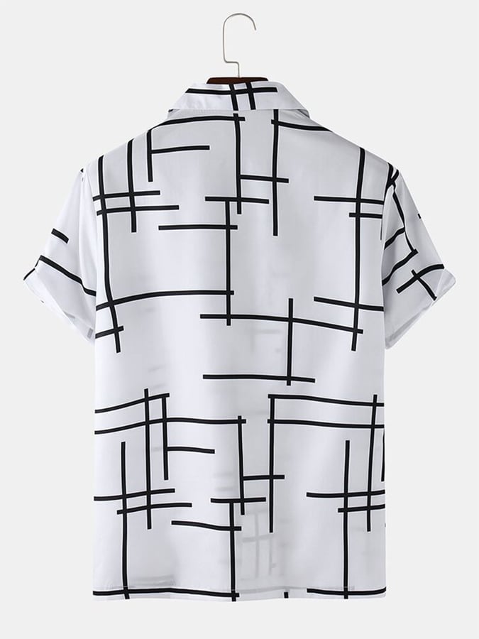 Camisa a rayas Lapel de manga corta