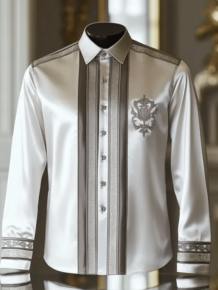 Camisa seda ejecutivo de lujo de manga larga para hombre
