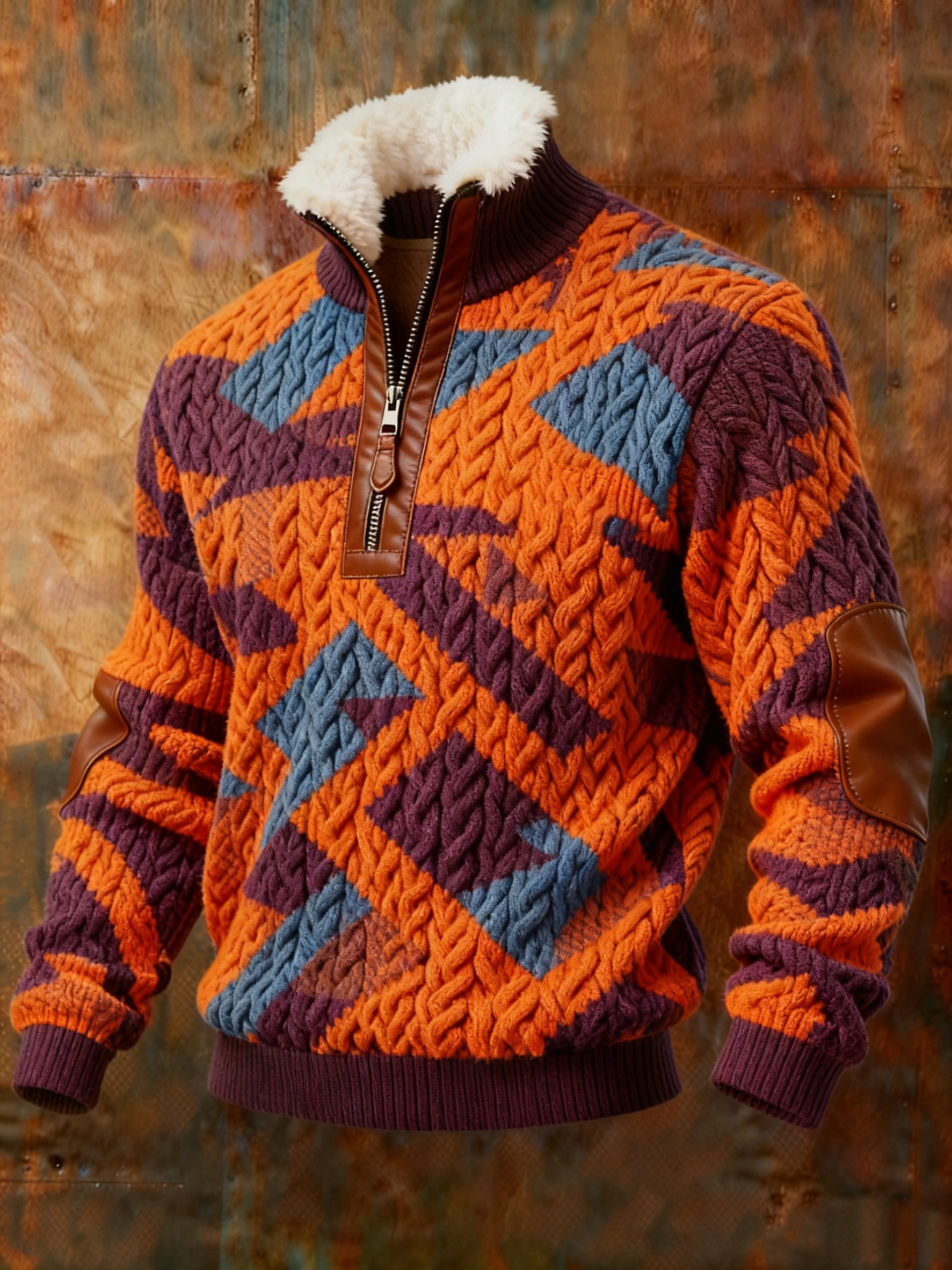 Sudadera geométrico estampado Western a cuadros casual para hombre