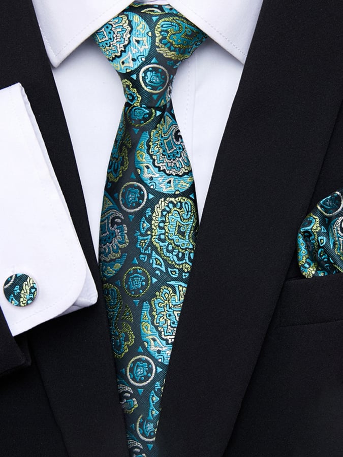 Ejecutivo casual ejecutivo Tie Square Cufflinks 3-Piece Set para hombre