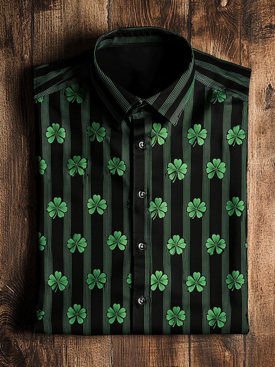 Camisa casual St. Patrick a rayas de manga larga para hombre