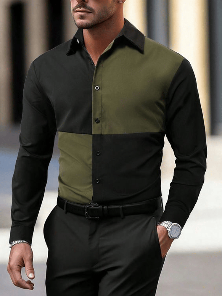 Camisa a cuadros ejecutivo de manga larga para hombre