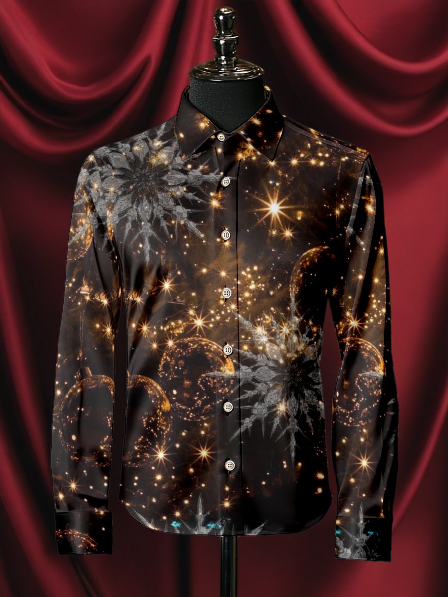 Camisa seda Christmas de lujo ejecutivo de manga larga para hombre