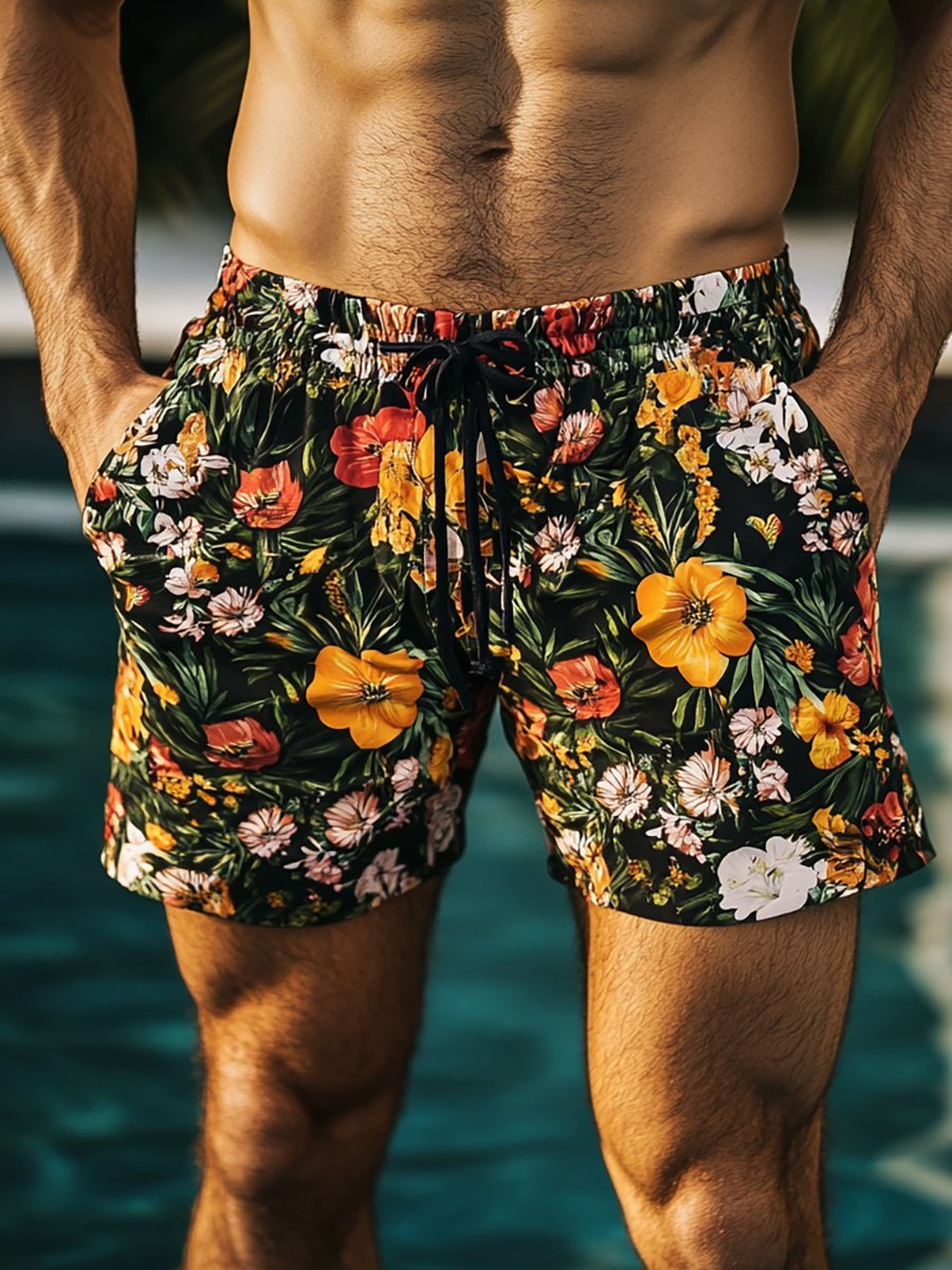 Shorts hawaiano Vacation floral estampado Beach para hombre