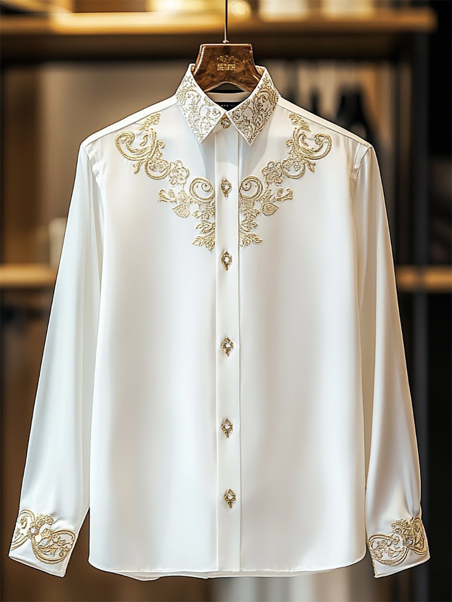 Camisa satén Luxe de manga larga con botones para hombre