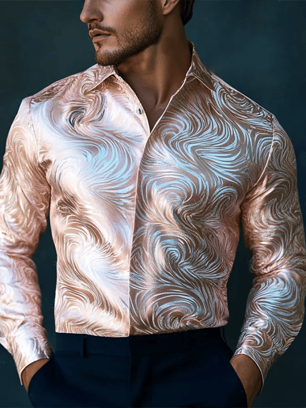 Camisa vintage estampado de manga larga para hombre