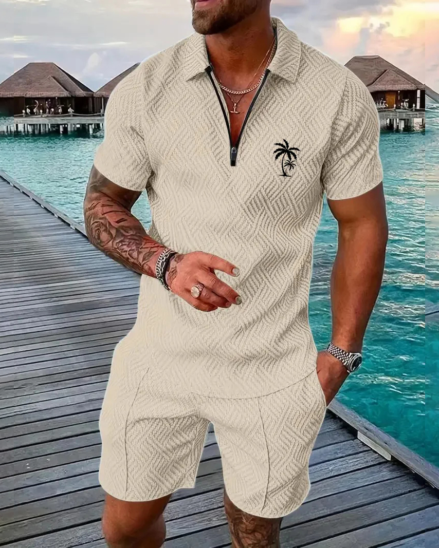 Camisa polo Suitmens para uso diario casual Collar Zipper Set 214 para hombre