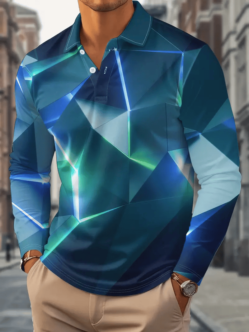 Camisa polo ejecutivo clásico rayas estampado Button para hombre