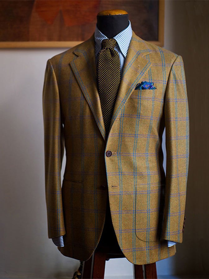 Chaqueta vintage Single-Breasted a cuadros Gentleman's ejecutivo Suit para hombre