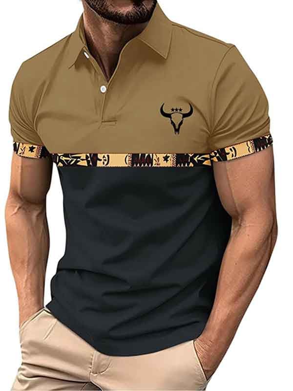 Camisa polo ejecutivo casual a rayas Button de manga corta para hombre