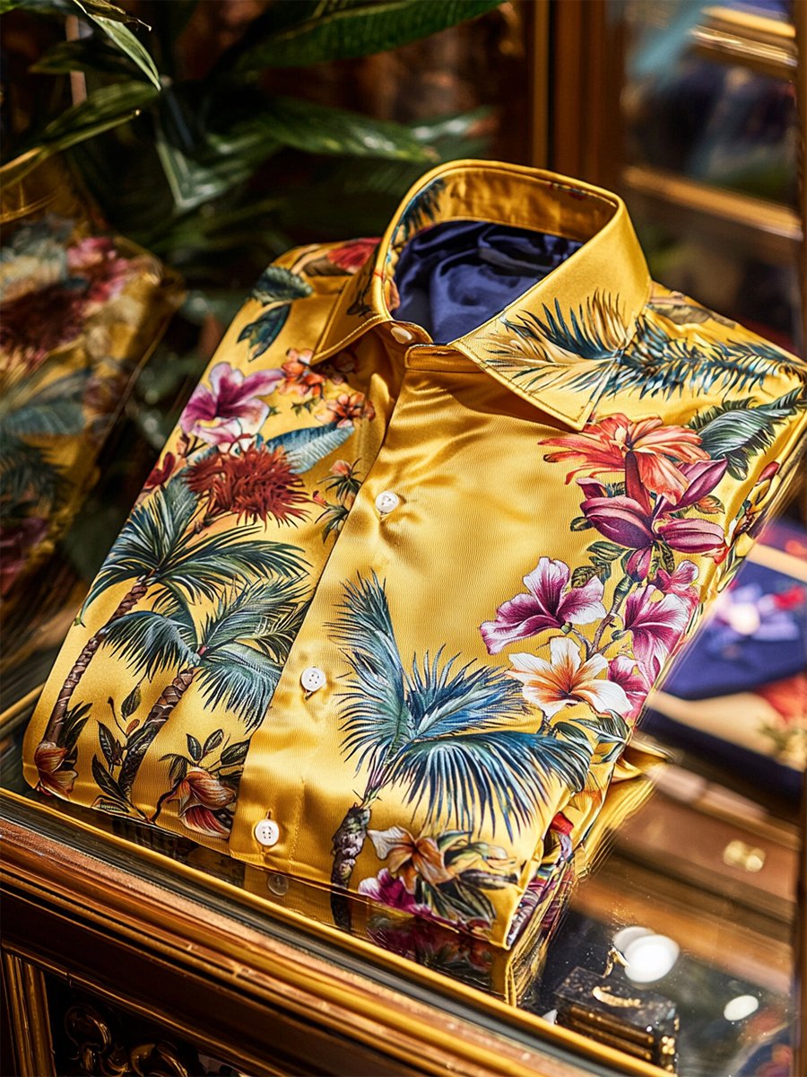 Camisa satén Luxe de manga larga con botones para hombre