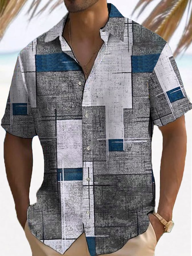 Camisa Geometry estampado casual para hombre