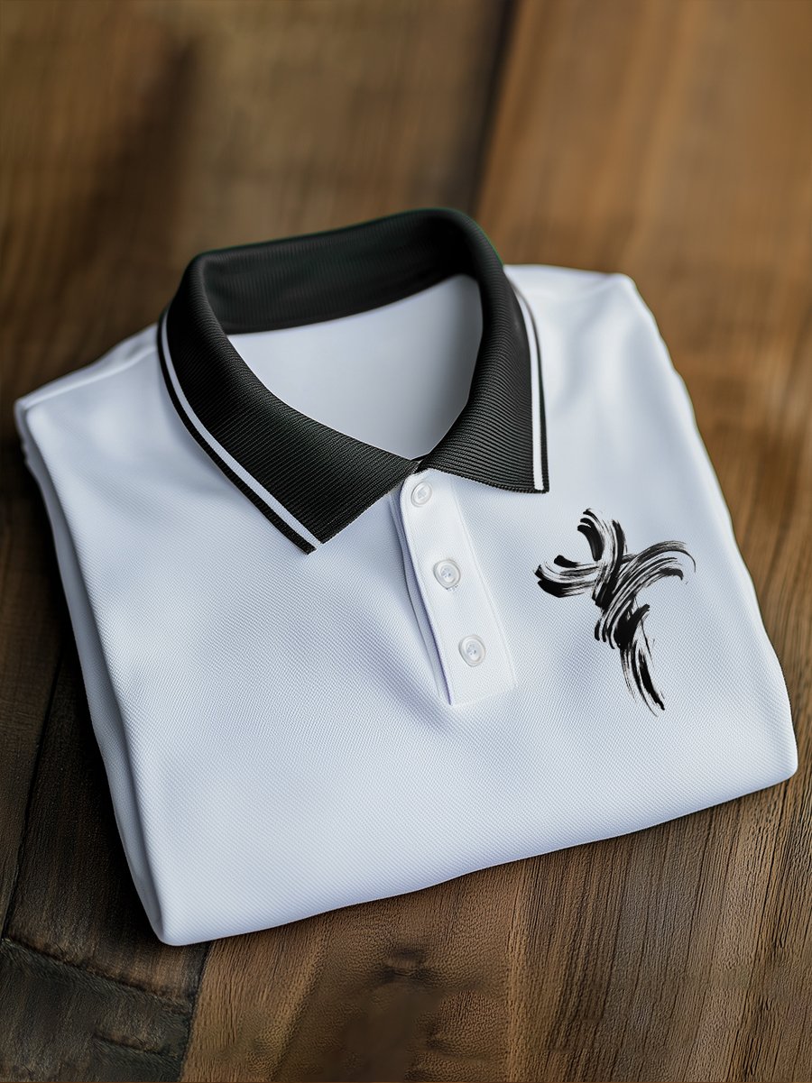 Camisa polo ejecutivo casual Cross Button de manga corta para hombre
