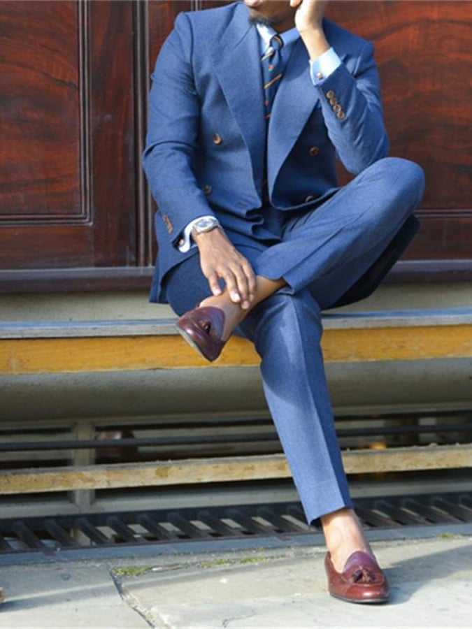 Ejecutivo Double Breasted Side Suit Two-Piece Suit para hombre