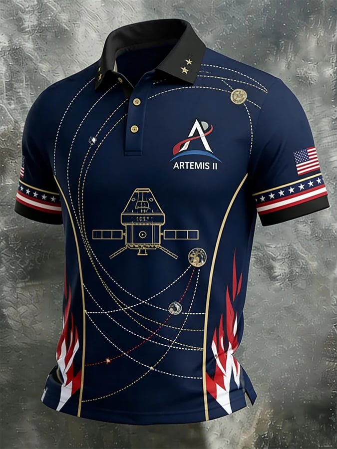 Camisa polo Back to the Moon 2026 estampado para hombre