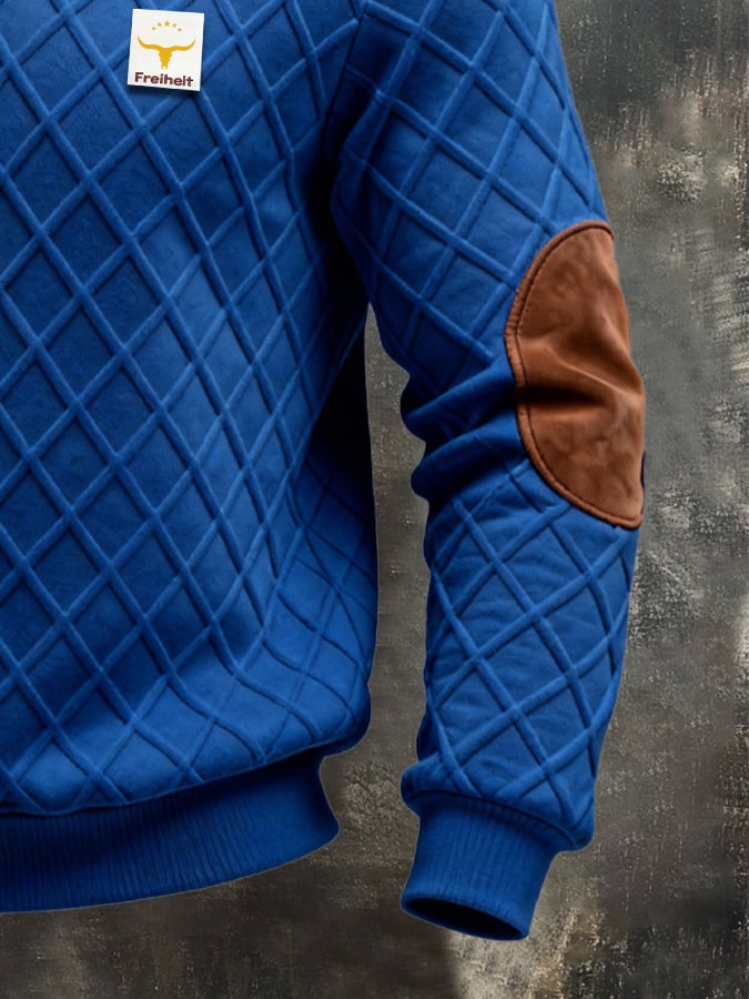 Sudadera retro jacquard texturizado Patchpara trabajo Comfortable Color-Blocked con cierre para hombre
