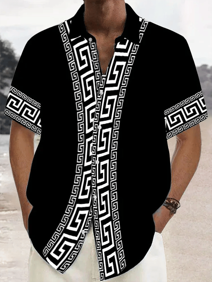 Camisa vintage Textured estampado casual para hombre