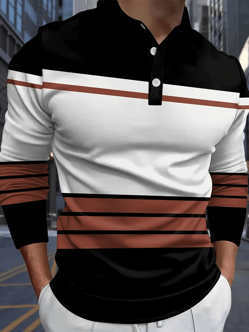 Ejecutivo casual a rayas con botones Polo para hombre