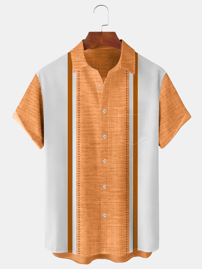 Camisa de manga corta With Color Contrast estampadoing For casual Vacation para hombre