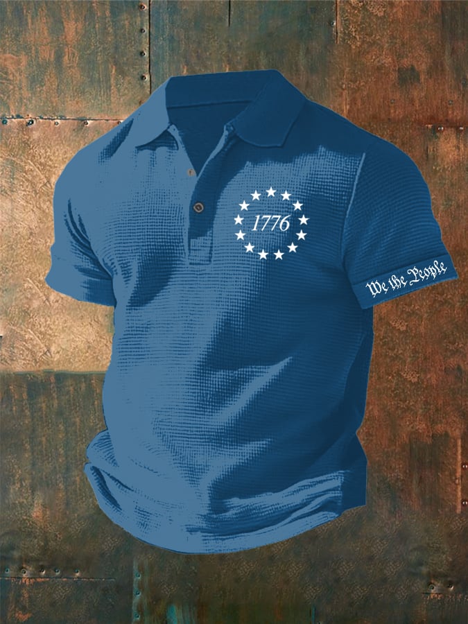 Camisa polo 1776 We The People estampado Waffle para hombre