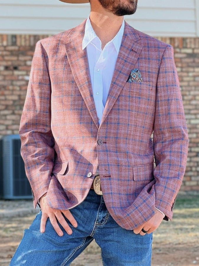 Saco de moda casual Two Buttont a cuadros para hombre