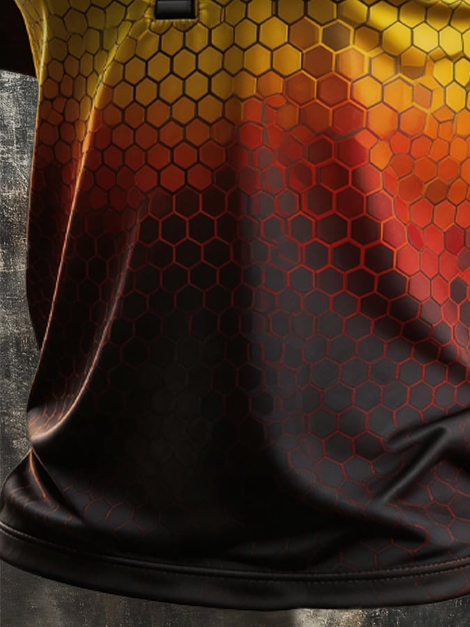 Camiseta retro Color-Block con cierre para hombre