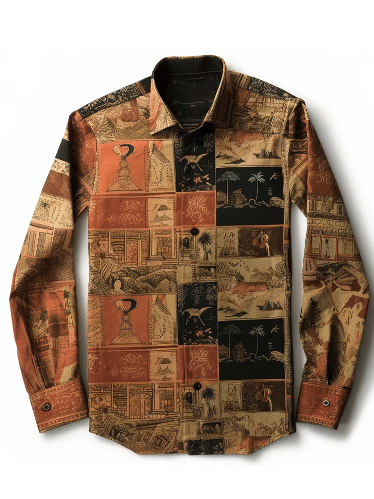 Camisa elegante Romantic a rayas de manga larga para hombre