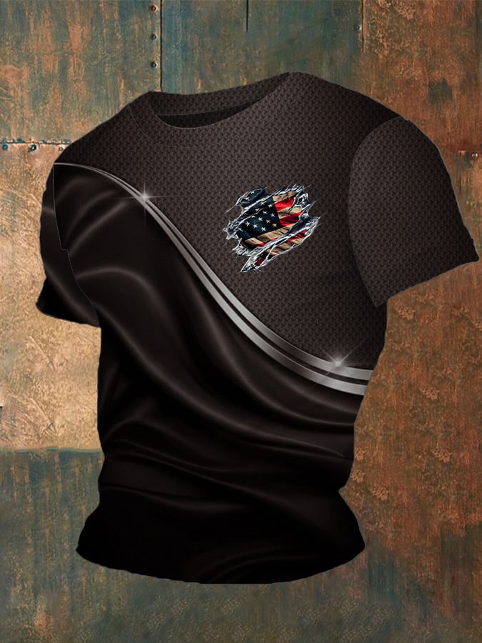 Camiseta Independence Day Flag estampado cuello redondo para hombre