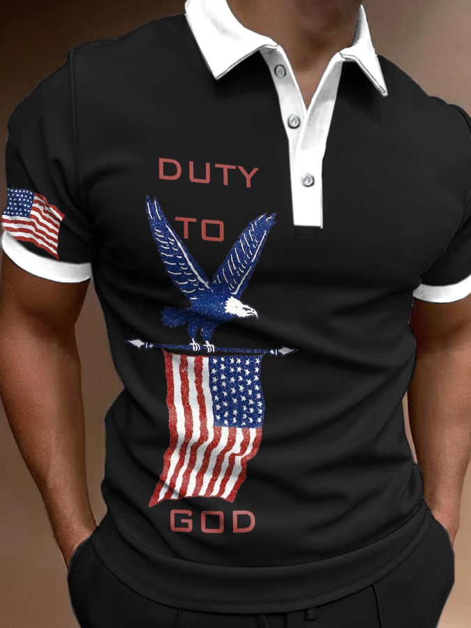 Casual Duty To God Half-Placket de manga corta Top para hombre