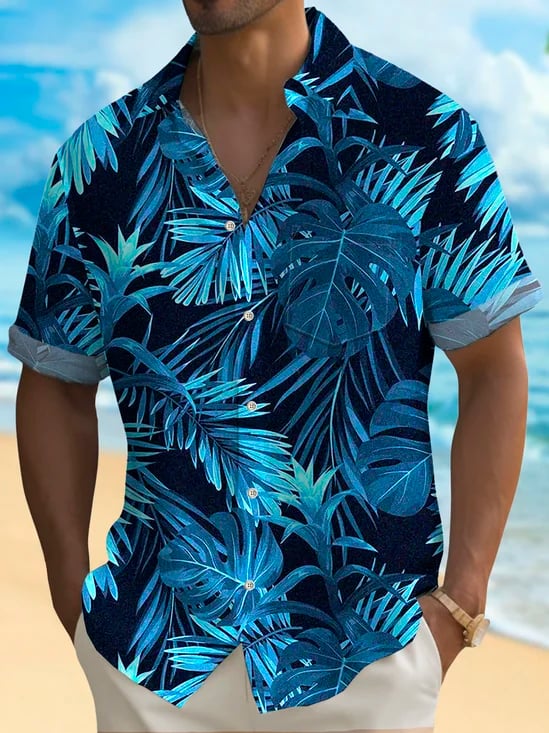 Camisa retro Abstract de manga corta para hombre