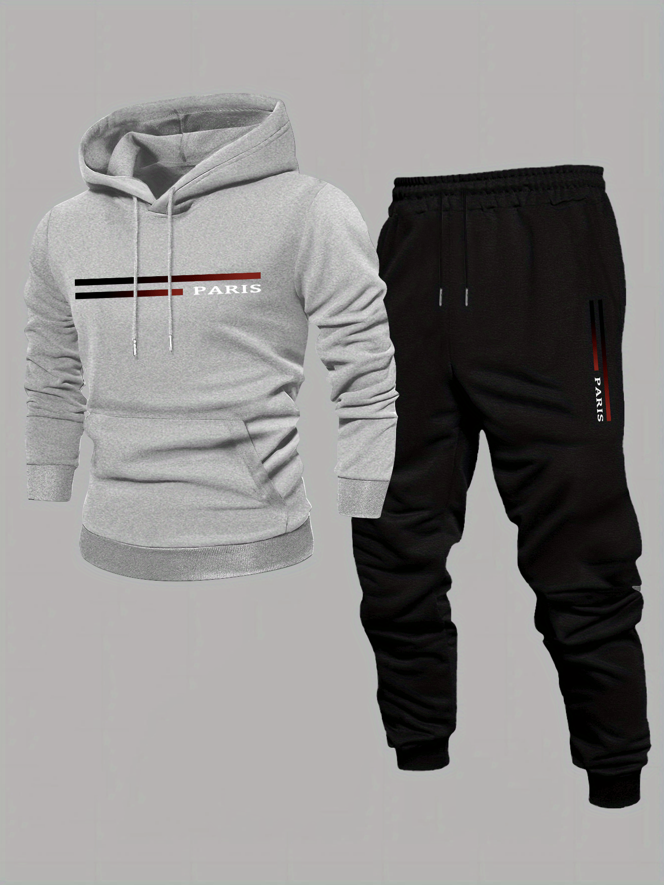 Conjunto de dos piezas casual Color Matching sudadera con capuchas de manga larga sudaderas & Sweatpantalón para hombre