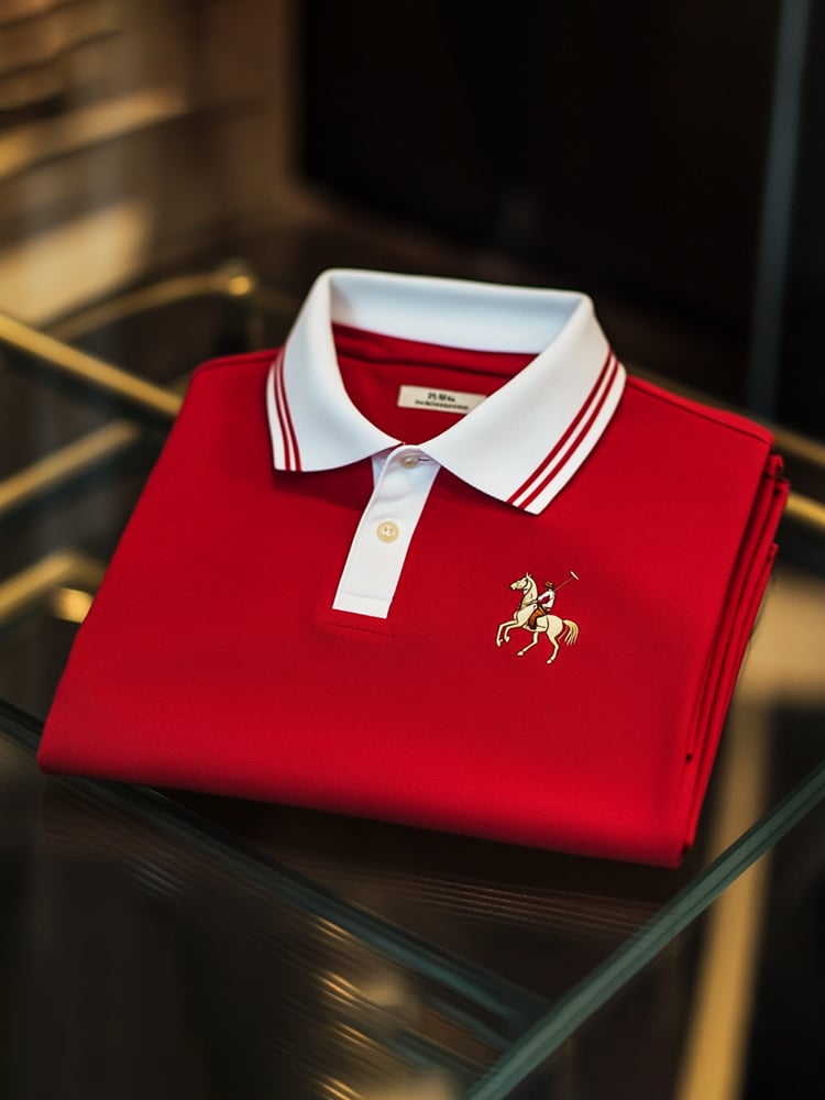 Camisa polo clásico ejecutivo Check Logo Button de manga corta para hombre