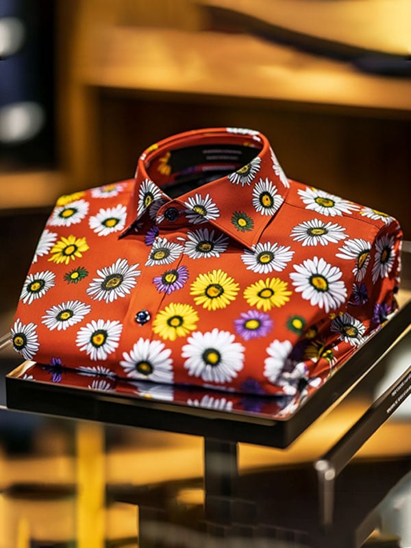 Camisa Beach Vacation floral de manga corta para hombre