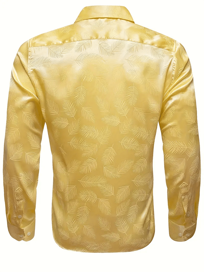 Camisa seda ejecutivo de lujo Design estampado de manga larga para hombre