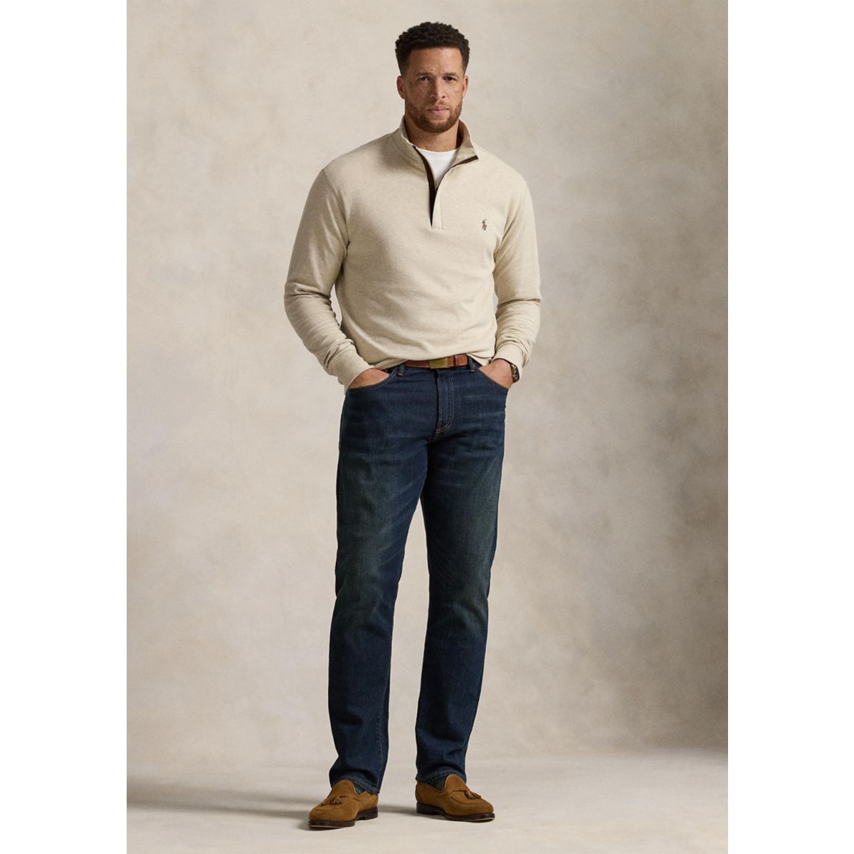 Big & Tall Luxury Jersey Quarter-Zip Pullover - 4
