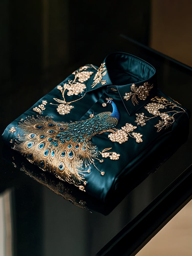 Camisa satén Luxe de manga larga con botones para hombre
