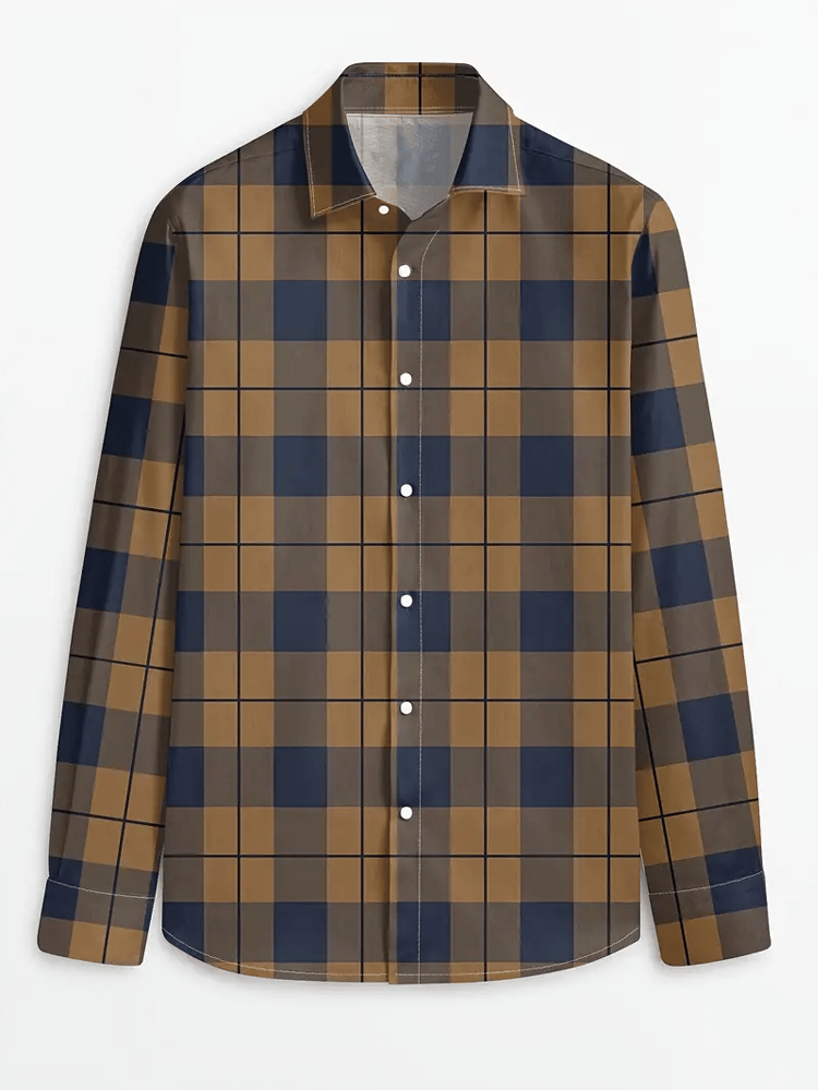 Camisa a cuadros ejecutivo de manga larga para hombre