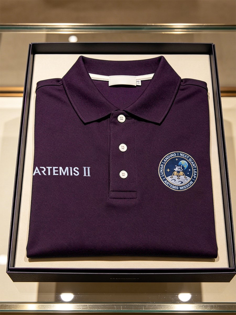 Camisa polo Artemis II Commemorative Edition casual de manga corta para hombre