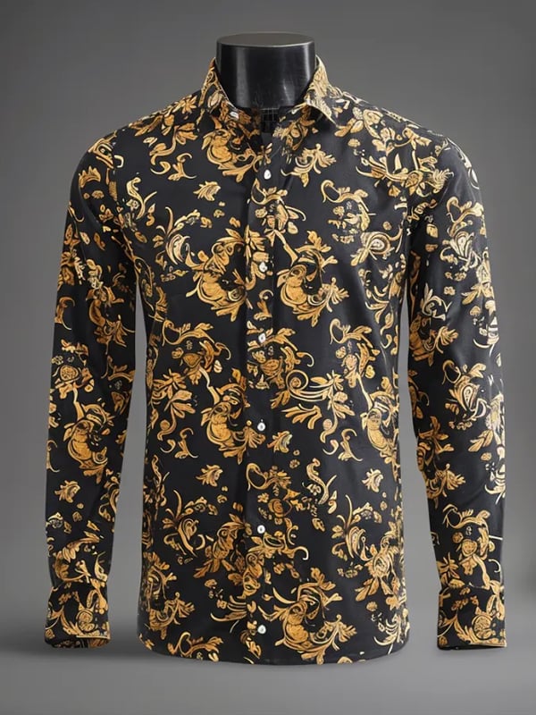 Camisa rayas estampado ejecutivo de manga larga para hombre
