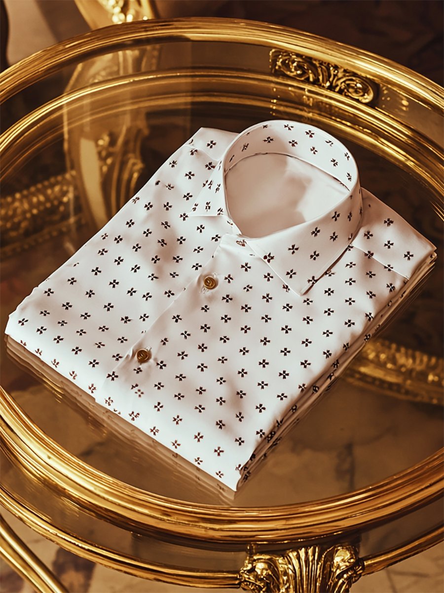 para hombre Holiday casual Cross Print de manga larga camisa