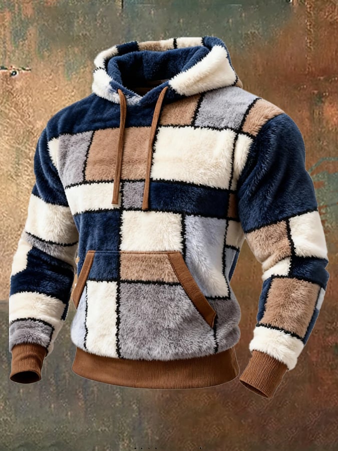 Sudadera Comfortable Lambskin en bloques de color estampado casual de manga larga para hombre