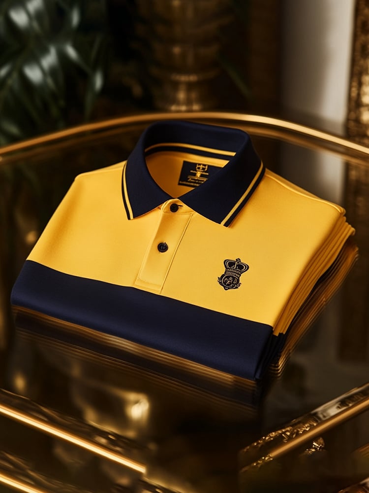 Camisa polo clásico ejecutivo Logo Button de manga corta para hombre